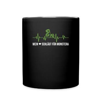 My heart beats for Monstera heartbeat plant - Full Colour Mug - black - Front