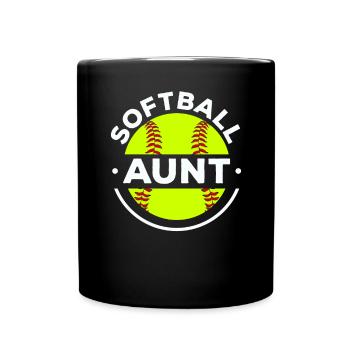 Softball Aunt Softball Player Pitcher Catcher - Full Colour Mug - black - Front
