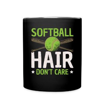 Softball-Haare kümmern sich nicht um Softball-Spieler Sport - Tasse einfarbig - Schwarz - Vorne