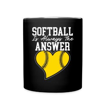 Softball ist immer die Antwort Softball-Spieler - Tasse einfarbig - Schwarz - Vorne