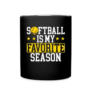 Softball Is My Favorite Season Softball Player - Full Colour Mug - black - Front
