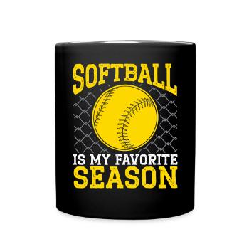 Softball Is My Favorite Season Softball Player - Full Colour Mug - black - Front