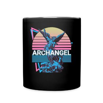 Archangel Michael Saint Michael Retro - Full Colour Mug - black - Front