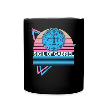 Siegel von Gabriel Erzengel Siegel Retro - Tasse einfarbig - Schwarz - Vorne