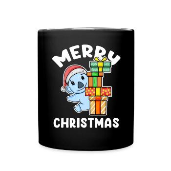Joyeux Noël Koala avec cadeaux - Mug uni - noir - Devant