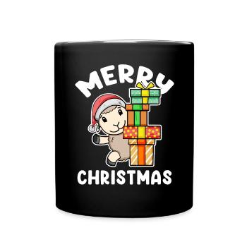 Merry Christmas sheep with gifts - Full Colour Mug - black - Front