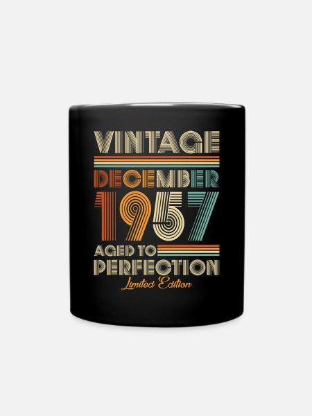 Vintage Aged To Perfection December 1957 - Full Colour Mug - black