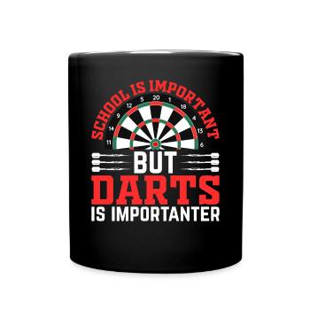 Jouer aux fléchettes - L’école est importante, mais les fléchettes l’est-je - Mug uni - noir - Devant