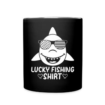 Funny Fisherman Fish Head - Fish Angler - Lucky Fi - Tasse einfarbig - Schwarz - Vorne