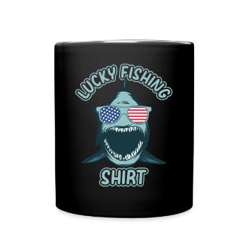 Fish Angler Fisherman Trout Fishing - Lucky Fishin - Full Colour Mug - black - Front
