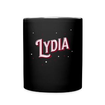 Lydia Namen personalisiert - Tasse einfarbig - Schwarz - Vorne