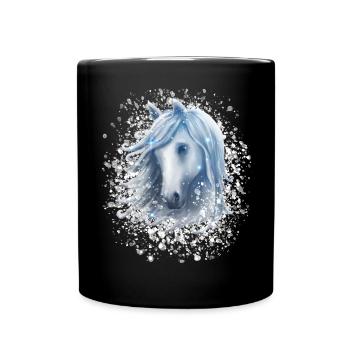 Tête de cheval dans la neige Star Winter - Mug uni - noir - Devant