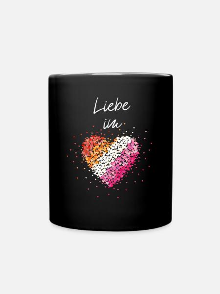 Liebe im Herz Lesbe Lesbisch Lesben Homosexuell - Tasse einfarbig - Schwarz