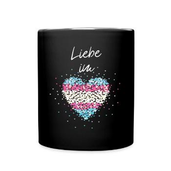 L’amour dans le cœur Drapeau transsexuel transgenre - Mug uni - noir - Devant