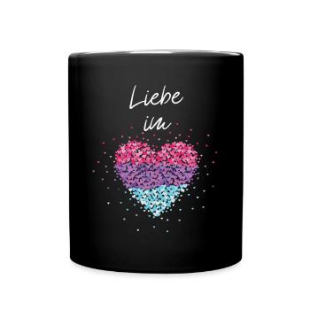 L’amour dans le cœur Bisexualité bisexuelle Drapeau Homo - Mug uni - noir - Devant