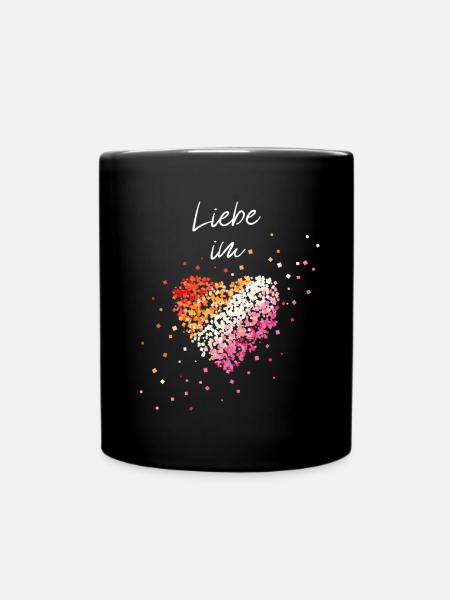 Liebe im Herz Lesbe Lesbisch Lesben Gay - Tasse einfarbig - Schwarz