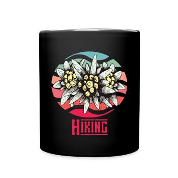 Wandern Alpen Edelweiss Vintage Schweiz Souvenir B - Tasse einfarbig - Schwarz - Vorne