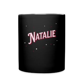 Natalie Namen personalisiert - Tasse einfarbig - Schwarz - Vorne