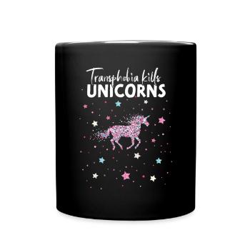 Unicorn Transgender Transsexual Transphobia - Full Colour Mug - black - Front