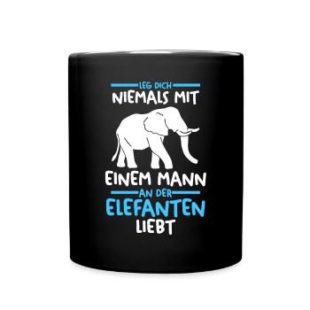 Dickhäuter Rüsseltier Elefant - Tasse einfarbig - Schwarz - Vorne