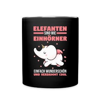 Dickhäuter Rüsseltier Einhorn Elefant - Tasse einfarbig - Schwarz - Vorne