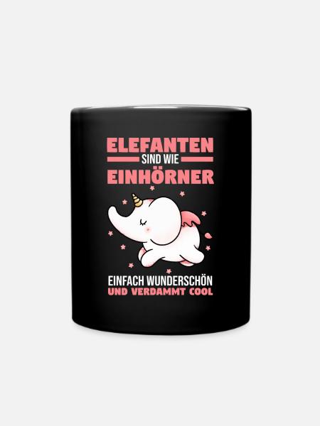 Dickhäuter Rüsseltier Einhorn Elefant - Tasse einfarbig - Schwarz