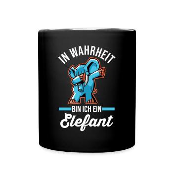 Dabbing Dickhäuter Rüsseltier Elefant - Tasse einfarbig - Schwarz - Vorne