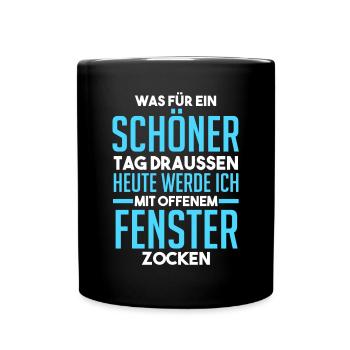 Gaming Zocken Zocker Gamer - Tasse einfarbig - Schwarz - Vorne