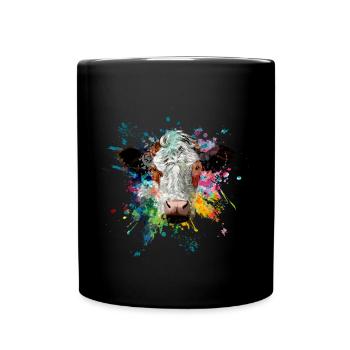 Cow Cows Cow Head Farmer Agriculture - Full Colour Mug - black - Front