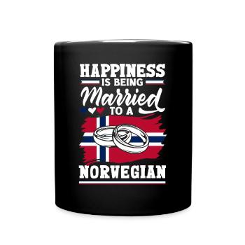 Norway Norwegian Happiness Is Being Married To A - Full Colour Mug - black - Front