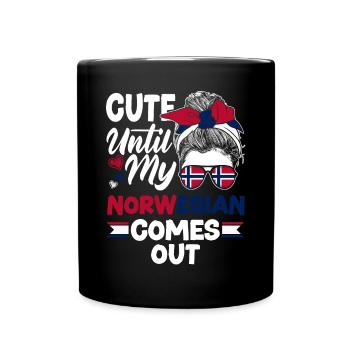 Norway Norwegian Cute Until My Norwegian Comes - Full Colour Mug - black - Front