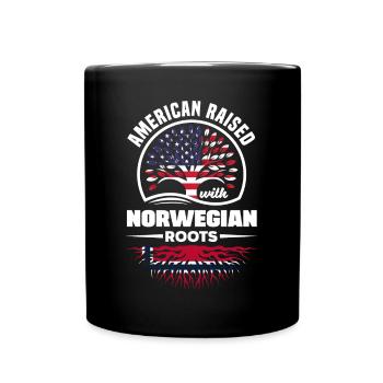 American Raised With Norwegian Roots Norway - Full Colour Mug - black - Front
