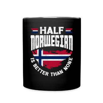 Drapeau de la Norvège La moitié norvégienne vaut mieux que rien - Mug uni - noir - Devant