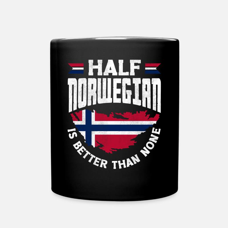 Norwegen Flagge Halb Norwegisch ist besser als keiner - Tasse einfarbig - Schwarz