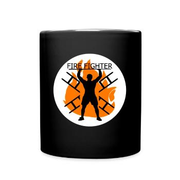 Feuerwehrmann - Tasse einfarbig - Schwarz - Vorne