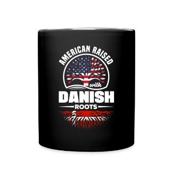 Américain élevé avec des racines danoises Danemark Danois - Mug uni - noir - Devant