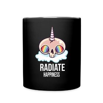 Strahlen Glück Regenbogen Hippies Schädelknochen - Tasse einfarbig - Schwarz - Vorne