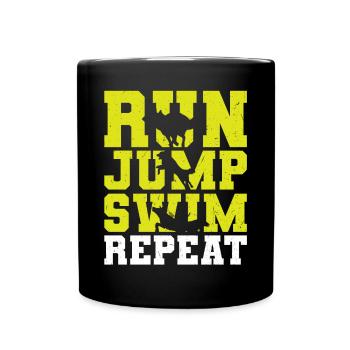 Run Jump Swim Repeat - Dock Diving - Full Colour Mug - black - Front