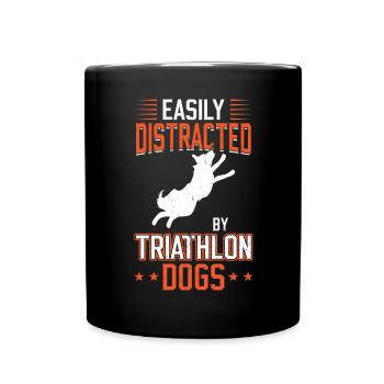 Facilement distrait par les chiens de triathlon Plongée à quai - Mug uni - noir - Devant