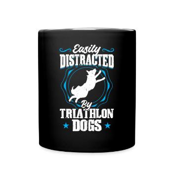Leicht Von Triathlonhunden Abgelenkt - Dock Diving - Tasse einfarbig - Schwarz - Vorne