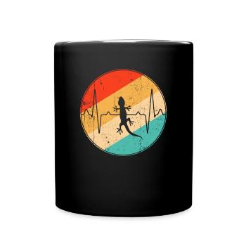 Lézard Rétro Heartbeat - Mug uni - noir - Devant