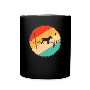 Hund Retro Herzschlag - Tasse einfarbig - Schwarz - Vorne