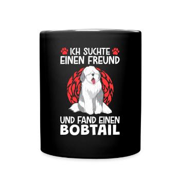 Bobtail Freund gesucht Altenglischer Bobtail - Tasse einfarbig - Schwarz - Vorne