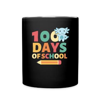 100 days of school Axolotl 100 Days - Full Colour Mug - black - Front