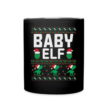 Baby Elf Weihnachts-Outfit - Tasse einfarbig - Schwarz - Vorne