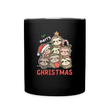 Paresseux arbre de Noël Joyeux Noël - Mug uni - noir - Devant