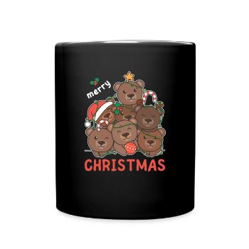 Ours Arbre de Noël Joyeux Noël - Mug uni - noir - Devant