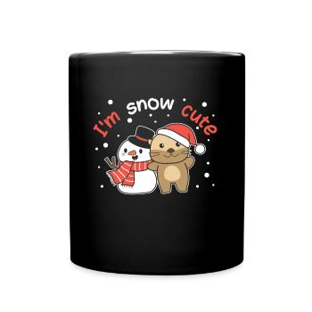 Otter I'm snow cute snowman snow pun - Full Colour Mug - black - Front