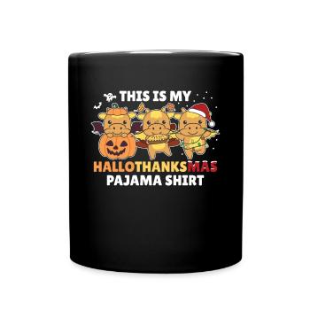 Hallothanksmas Pajama Shirt Drache Weihnachtstier - Tasse einfarbig - Schwarz - Vorne