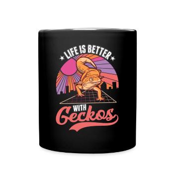 La vie est meilleure avec un gecko - Mug uni - noir - Devant